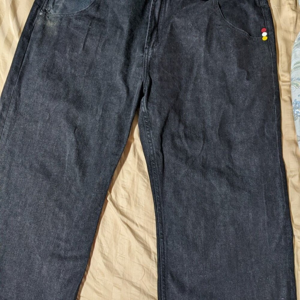 Cavi Men's Blue Denim Embroidered Hip Hop Jeans Size 44 X 36 L X 22.5 Inseam